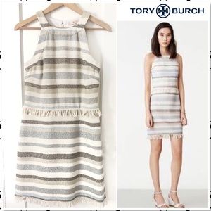 Tory Burch Jane Sleeveless Stripe Fringe Dress M